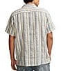 Color:Blue - Image 2 - Short Sleeve Striped Linen Camp Shirt