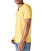 Color:Mineral Yellow - Image 3 - Short Sleeve Venice Burnout Notch Neck Henley T-Shirt