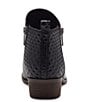 Color:Black - Image 3 - Basel Embossed Leather Side Zip Block Heel Booties