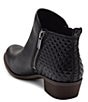 Color:Black - Image 4 - Basel Embossed Leather Side Zip Block Heel Booties