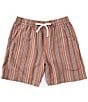 Color:Red Stripe - Image 1 - Stripe Print 7#double; Inseam Linen Pull On Shorts