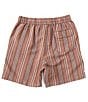 Color:Red Stripe - Image 2 - Stripe Print 7#double; Inseam Linen Pull On Shorts