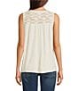 Lucky Brand V-Neck Sleeveless Lace Trim Top, Color:Whisper White - Image 2