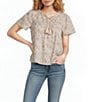 Lucky Brand Woven Printed Round Neck Short Sleeve Top - Image 1
