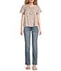 Lucky Brand Woven Printed Round Neck Short Sleeve Top - Image 3