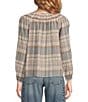 Lucky Brand Woven Stripe Print Round Neck Long Sleeve Button-Front Top, Color:Pink Plaid - Image 2