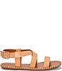 Color:Tangerine - Image 2 - Zelek Leather Flat Ankle Strap Sandals