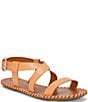 Color:Tangerine - Image 1 - Zelek Leather Flat Ankle Strap Sandals