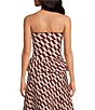 Lucy Paris Antonella Geo Print Strapless Knit Coordinating Peplum Top, Color:Burgundy Cream - Image 2