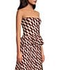 Lucy Paris Antonella Geo Print Strapless Knit Coordinating Peplum Top, Color:Burgundy Cream - Image 3