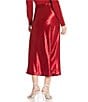 Lucy Paris Barbara Satin Midi Skirt, Color:Red - Image 2