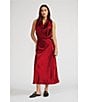 Lucy Paris Barbara Satin Midi Skirt, Color:Red - Image 4