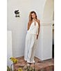 Lucy Paris Bea Flowy Flat Front Wide Leg Coordinating Pants, Color:Ivory - Image 5