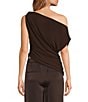 Lucy Paris Benny Asymmetrical Draped Neck One Shoulder Mesh Top - Image 2