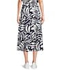 Lucy Paris Bloom A-Line Pull-On Coordinating Midi Skirt, Color:Navy/White - Image 2