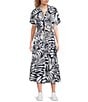 Lucy Paris Bloom A-Line Pull-On Coordinating Midi Skirt, Color:Navy/White - Image 3