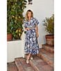 Lucy Paris Bloom A-Line Pull-On Coordinating Midi Skirt, Color:Navy/White - Image 5