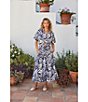 Lucy Paris Bloom A-Line Pull-On Coordinating Midi Skirt, Color:Navy/White - Image 6