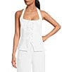 Lucy Paris Clemetine Square Neck Sleeveless Bow Front Vest, Color:White - Image 1