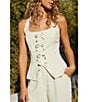 Lucy Paris Clemetine Square Neck Sleeveless Bow Front Vest, Color:White - Image 5