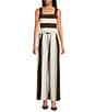 Lucy Paris Coordinating Maisy Stripe Printed Wide Leg Pants, Color:Brown Cream - Image 3