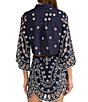 Lucy Paris Fallon Embroidered Eyelet Point Collar Long Sleeve Coordinating Button Front Top - Image 2