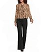 Lucy Paris Georgia Animal Printed V-Neck Long Sleeve Chiffon Tie Top - Image 3