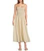 Lucy Paris Hazel Square Neck Sleeveless Smock Drop Waist Dress, Color:Tan - Image 1