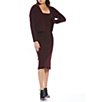 Color:Burgundy - Image 3 - Ireland Cable Knit Square Neck Sleeveless Bodycon Sweater Midi Dress