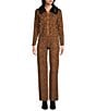 Lucy Paris Juju Leopard Printed Straight Leg Coordinating Knit Pants - Image 3