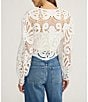 Lucy Paris Kathryn Eyelet Lace V-Neck Long Sleeve Button Front Top - Image 2