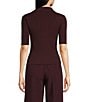 Lucy Paris Knit Point Collar V-Neck Short Sleeve Top - Image 2