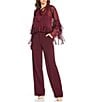 Lucy Paris Kyle V-Neck Long Sleeve Chiffon Ruffle Top, Color:Burgundy - Image 3