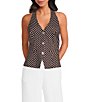 Lucy Paris Lea Polka Dot Halter V-Neck Sleeveless Coordinating Vest Top - Image 1