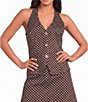 Lucy Paris Lea Polka Dot Halter V-Neck Sleeveless Coordinating Vest Top - Image 1