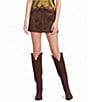 Lucy Paris Lian High Rise A-Line Coordinating Suede Mini Skirt - Image 1
