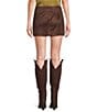 Lucy Paris Lian High Rise A-Line Coordinating Suede Mini Skirt - Image 2