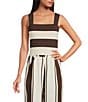 Lucy Paris Lula Coordinating Colorblock Square Neck Sleeveless Top, Color:Brown Cream - Image 1