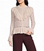 Lucy Paris Maison Round Neck Long Sleeve Button Front Ruffle Top - Image 5