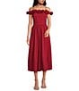 Lucy Paris Marbella Off-The-Shoulder Rosette Maxi Dress, Color:Red - Image 1