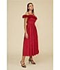 Lucy Paris Marbella Off-The-Shoulder Rosette Maxi Dress, Color:Red - Image 4