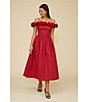 Lucy Paris Marbella Off-The-Shoulder Rosette Maxi Dress, Color:Red - Image 5