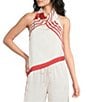 Lucy Paris Mariah Satin Stripe Halter Neck Sleeveless Coordinating Top - Image 1