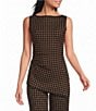 Lucy Paris Mia Dot Patterned Boat Neck Sleeveless Asymmetric Hem Coordinating Knit Top - Image 1