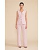 Lucy Paris Mila V-Neck Sleeveless Fit & Flare Button-Front Coordinating Vest, Color:Pink - Image 5
