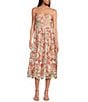 Color:Multi Floral - Image 1 - Mona Lace Floral Print Sweetheart Neck Sleeveless Midi Dress