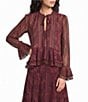 Lucy Paris Paisley Print Ruffle Keyhole Neck Long Sleeve Coordinating Top - Image 1