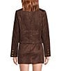 Lucy Paris Petite Size Brynn Suede Collared Long Sleeve Button Front Coordinating Cropped Jacket - Image 2