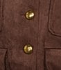 Lucy Paris Petite Size Brynn Suede Collared Long Sleeve Button Front Coordinating Cropped Jacket - Image 4