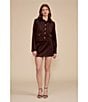 Lucy Paris Petite Size Brynn Suede Collared Long Sleeve Button Front Coordinating Cropped Jacket - Image 5